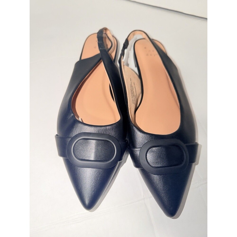 A New Day Black Pointed Slingback Flats Size 8